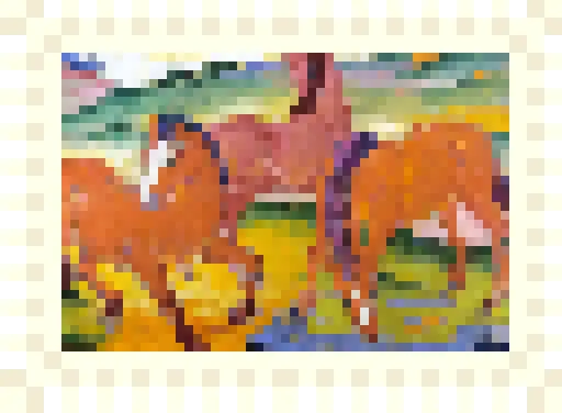 Grazing Horses pixelated on a postage stamp and a link